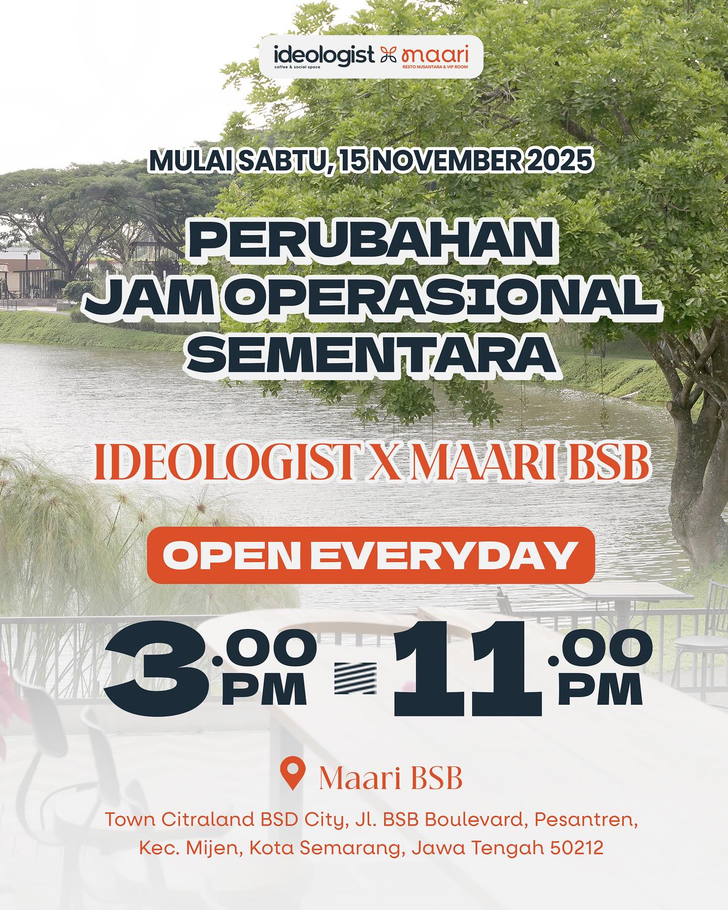 This lakeside restaurant in Semarang: I'm only paying for the sunset and the prices.